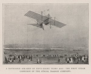 Un dirigibile navigabile di cinquantotto anni fa, la prima carrozza a vapore della Aerial Transit Company da English Photographer
