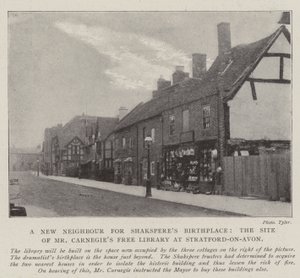 Un nuovo vicino per il luogo di nascita di Shakespeare, il sito della biblioteca gratuita di Mr Carnegie a Stratford-on-Avon da English Photographer