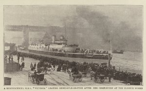 Un Ricordo, HMS Victoria che Lascia Newcastle-on-Tyne dopo il Completamento ai Cantieri Elswick da English Photographer