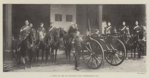 Una truppa del 10° Ussari con cannone Nordenfeldt