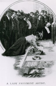 Una donna artista di strada all