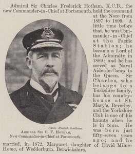 Ammiraglio Sir C F Hotham, nuovo Comandante in Capo a Portsmouth