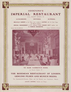 Pubblicità per il Ristorante Imperiale di Oddenino, Regent Street, Londra da English Photographer