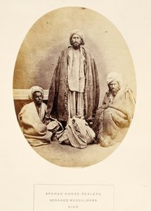 Commercianti di cavalli afgani, Soonnee Mussulmani, Sind, da The People of India, di J. Forbes Watson, pubblicato 1868 (albumen print) da English Photographer