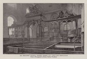 Chiesa di All Hallows, Thames Street, EC, venduta per demolizione da English Photographer