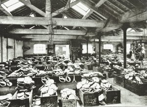Bull Wharf, interno del magazzino delle conchiglie, Londra, 1890 da English Photographer