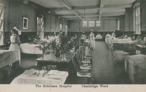Cambridge Ward, The Middlesex Hospital, Londra. Cartolina inviata il 16 agosto 1913. da English Photographer