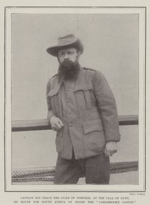 Capitano Sua Grazia il Duca di Norfolk, al richiamo del dovere, in rotta verso il Sudafrica a bordo della Carisbrooke Castle da English Photographer