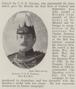 Colonnello C S B Parsons, Nuovo KCMG