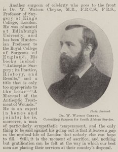 Dr W Watson Cheyne, chirurgo consulente per il servizio sudafricano