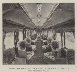 Salone di prima classe del nuovo treno vestibolo della South-Eastern Railway Company da English Photographer