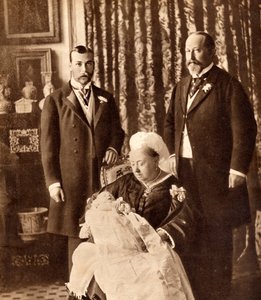 Quattro generazioni della famiglia reale inglese, illustrazione da 