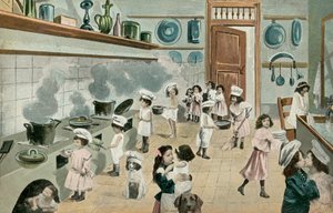 Ragazze che cucinano in cucina da English Photographer
