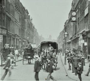 Hatton Garden: guardando a nord da Holborn Circus, Londra, 1895