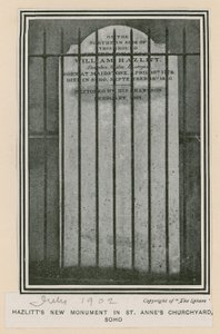 Il nuovo monumento di Hazlitt nel cimitero della chiesa di St Anne, Soho da English Photographer