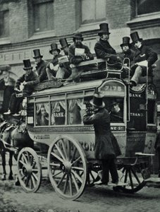 Omnibus trainato da cavalli della London Bridge Railway con passeggeri, 1880 da English Photographer