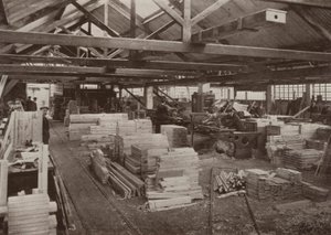 Fabbrica di falegnameria, Burton-on-Trent: Vista del laboratorio delle macchine dei falegnami n. 2 da English Photographer