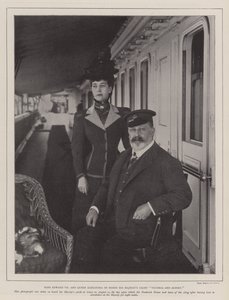 Re Edoardo VII e la regina Alessandra a bordo dello yacht di Sua Maestà Victoria e Albert da English Photographer