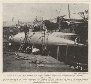 Varo del primo sottomarino torpediniere del governo degli Stati Uniti, Adder, il 22 luglio da English Photographer
