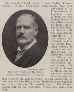 Il tenente colonnello J H Sadler, nominato commissario in Uganda