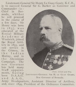 Il tenente generale Sir H Le Guay Geary, nuovo governatore delle Bermuda da English Photographer