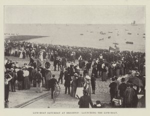 Life-Boat Saturday a Brighton, il lancio della scialuppa di salvataggio da English Photographer