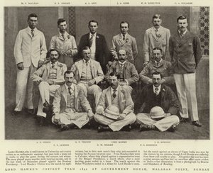 La squadra di cricket di Lord Hawke del 1892 a Government House, Malabar Point, Bombay da English Photographer
