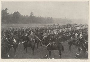 Lord Roberts ad Aldershot, 25 novembre, il Comandante in Capo ispeziona le truppe a cavallo prima della loro partenza per il Sudafrica da English Photographer