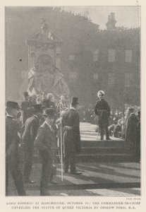 Lord Roberts a Manchester, 10 ottobre, il comandante in capo svela la statua della regina Vittoria di Onslow Ford, RA da English Photographer