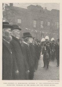Lord Roberts a Manchester, 9 ottobre, il comandante in capo ispeziona i veterani della Crimea e della rivolta indiana da English Photographer