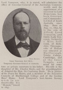 Lord Tennyson, KCMG, governatore generale temporaneo dell