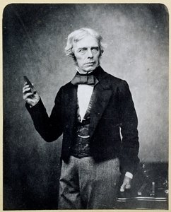 Michael Faraday (1791-1867) con un magnete a barra, di Maull e Polyblank da English Photographer