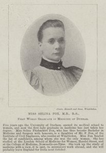 Signorina Selina Fox, MB, BS, prima donna laureata in medicina a Durham