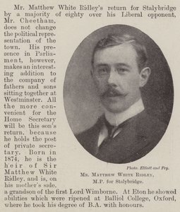 Il signor Matthew White Ridley, MP per Stalybridge