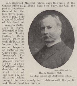 Mr R Macleod, CB, direttore generale del registro e capo ufficiale del censimento da English Photographer