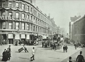Newgate Street, guardando a est da Old Bailey, Città di Londra, 1890