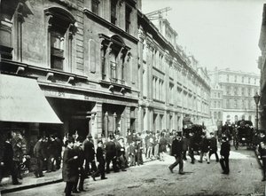 Old Broad Street, ingresso alla Borsa, Città di Londra, 1890
