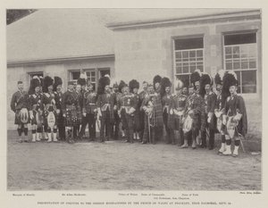 Presentazione dei colori ai Gordon Highlanders da parte del Principe di Galles a Braikley, vicino a Balmoral, 18 settembre da English Photographer