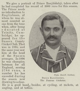 Il principe Ranjitsinhji, il famoso giocatore di cricket da English Photographer
