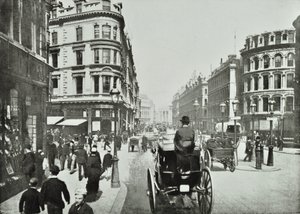 Queen Victoria Street, guardando a est da Queen Street, Città di Londra, 1890