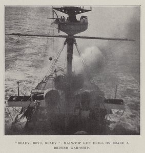 Pronti, ragazzi, pronti, esercitazione con il cannone sul ponte di una nave da guerra britannica da English Photographer