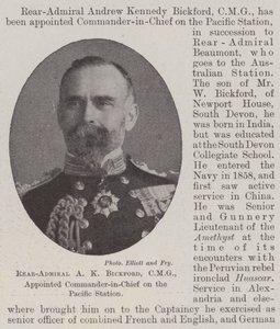 Il retroammiraglio A K Bickford, CMG, nominato Comandante in Capo della Stazione del Pacifico da English Photographer