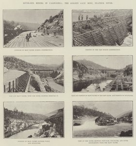 Estrazione nel Letto del Fiume in California, la Miniera Golden Gate, Feather River da English Photographer