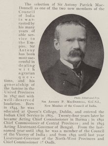 Sir Antony P MacDonnell, GCSI, nuovo membro del Consiglio dell