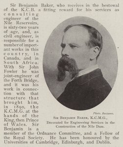 Sir Benjamin Baker, KCMG, decorato per i servizi di ingegneria nella costruzione della diga del Nilo