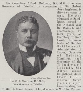 Sir C A Moloney, KCMG, nuovo governatore di Trinidad