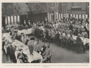 La risposta di Sir Redvers Buller ai suoi critici, il generale e Sir Howard Vincent al pranzo per i volontari dei fucilieri di Winchester della regina, 10 ottobre da English Photographer