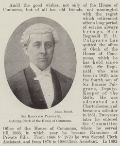 Sir Reginald Palgrave, segretario uscente della Camera dei Comuni da English Photographer