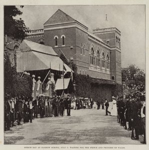 Giornata dei Discorsi alla Scuola di Harrow, 7 luglio, in attesa del Principe e della Principessa del Galles da English Photographer