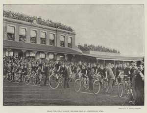 Partenza per la gara ciclistica di dieci miglia al Kennington Oval da English Photographer